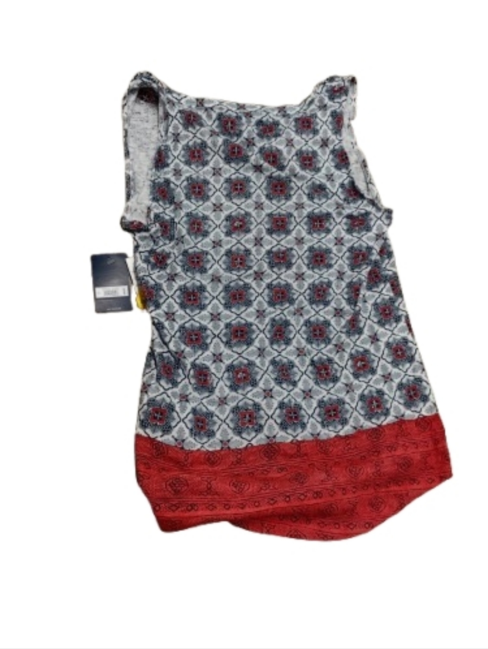 NWT Lucky Brand Notched Neckline Mixed Boho Print Sleeveless Top - Picture 2 of 7